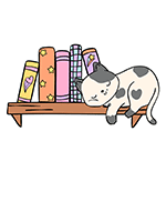 retro cat on bookshelf illustration ebook wallpaper, art from Adobe Stock